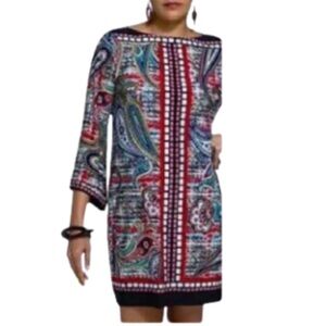 Beige by eci Red and Black Long Sleeve Sheath Dress Sz 8